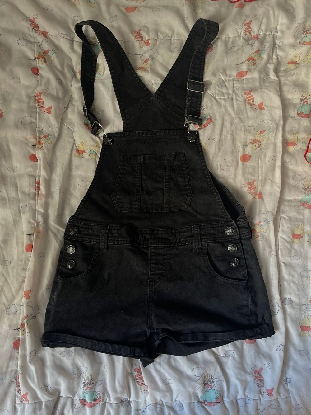 Wax Jean Black Overall Shorts